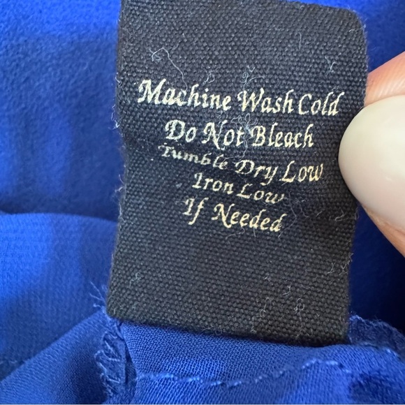 Mine Royal Blue Sheer Button-Down Women's Blouse - Picture 5 of 11